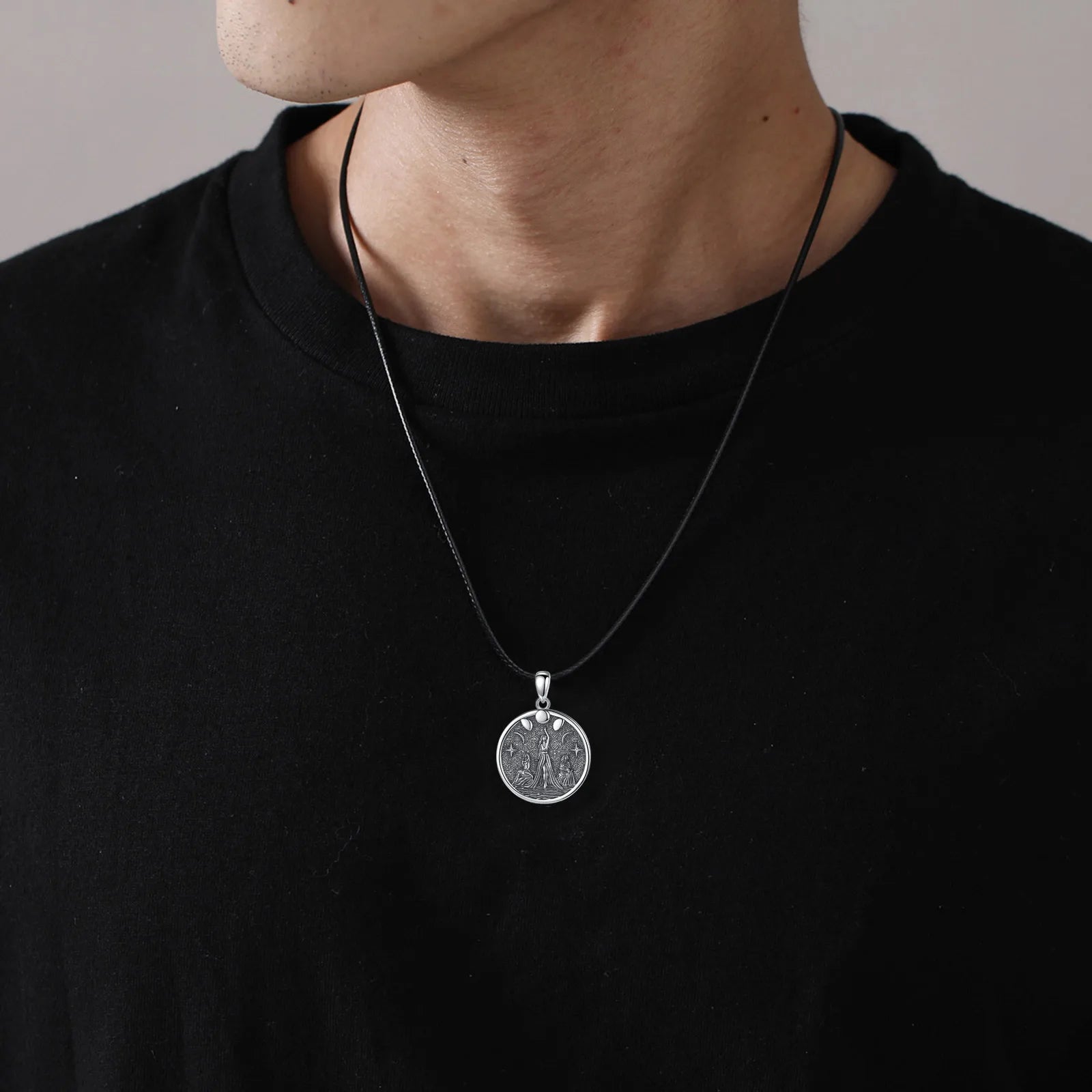 Sterling Silver Triple Moon Goddess Necklace