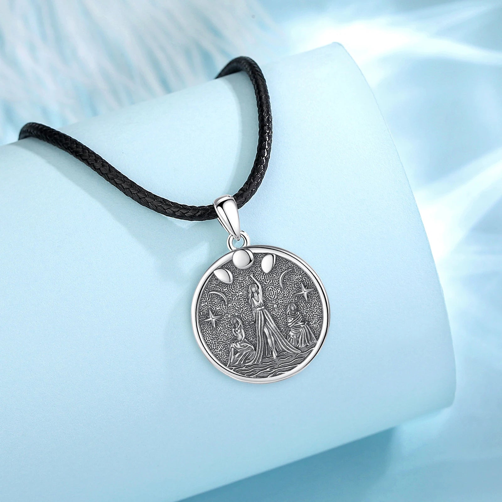 Sterling Silver Triple Moon Goddess Necklace