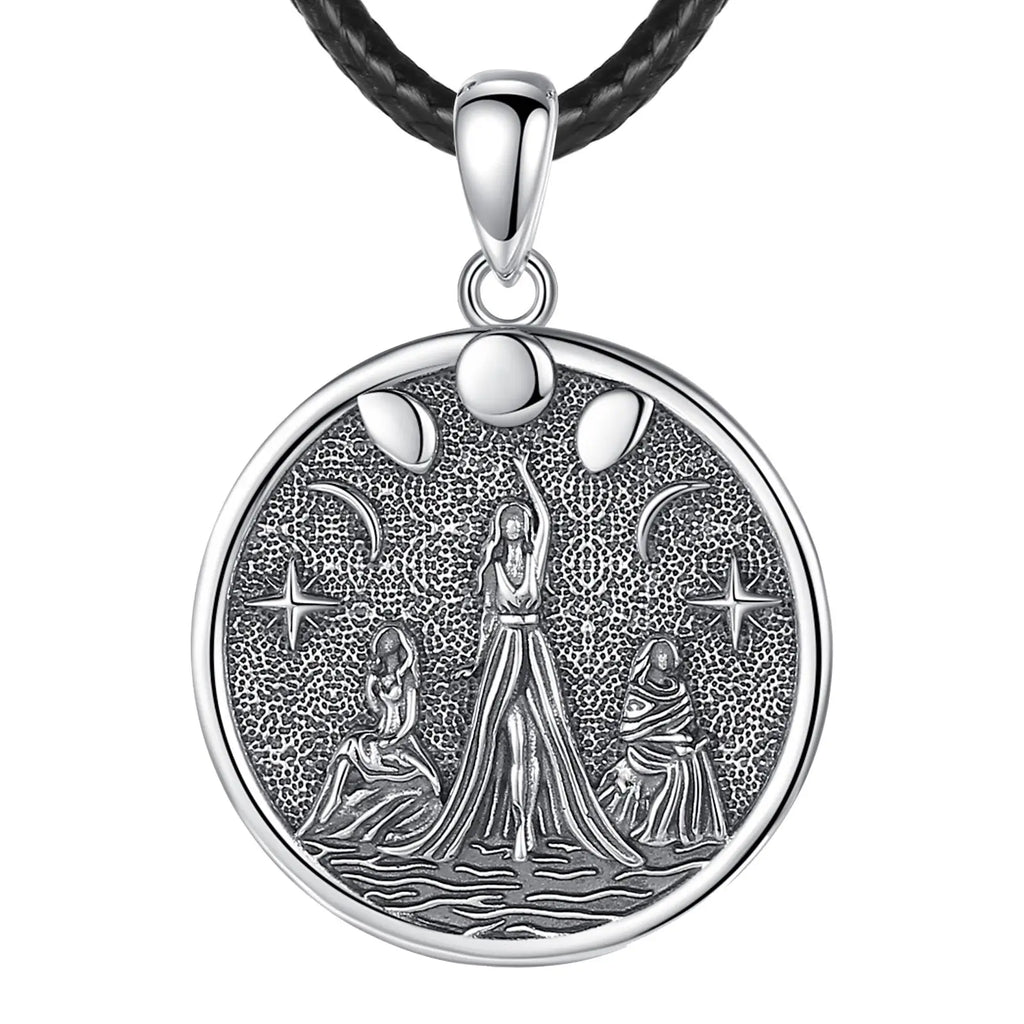 Sterling Silver Triple Moon Goddess Necklace