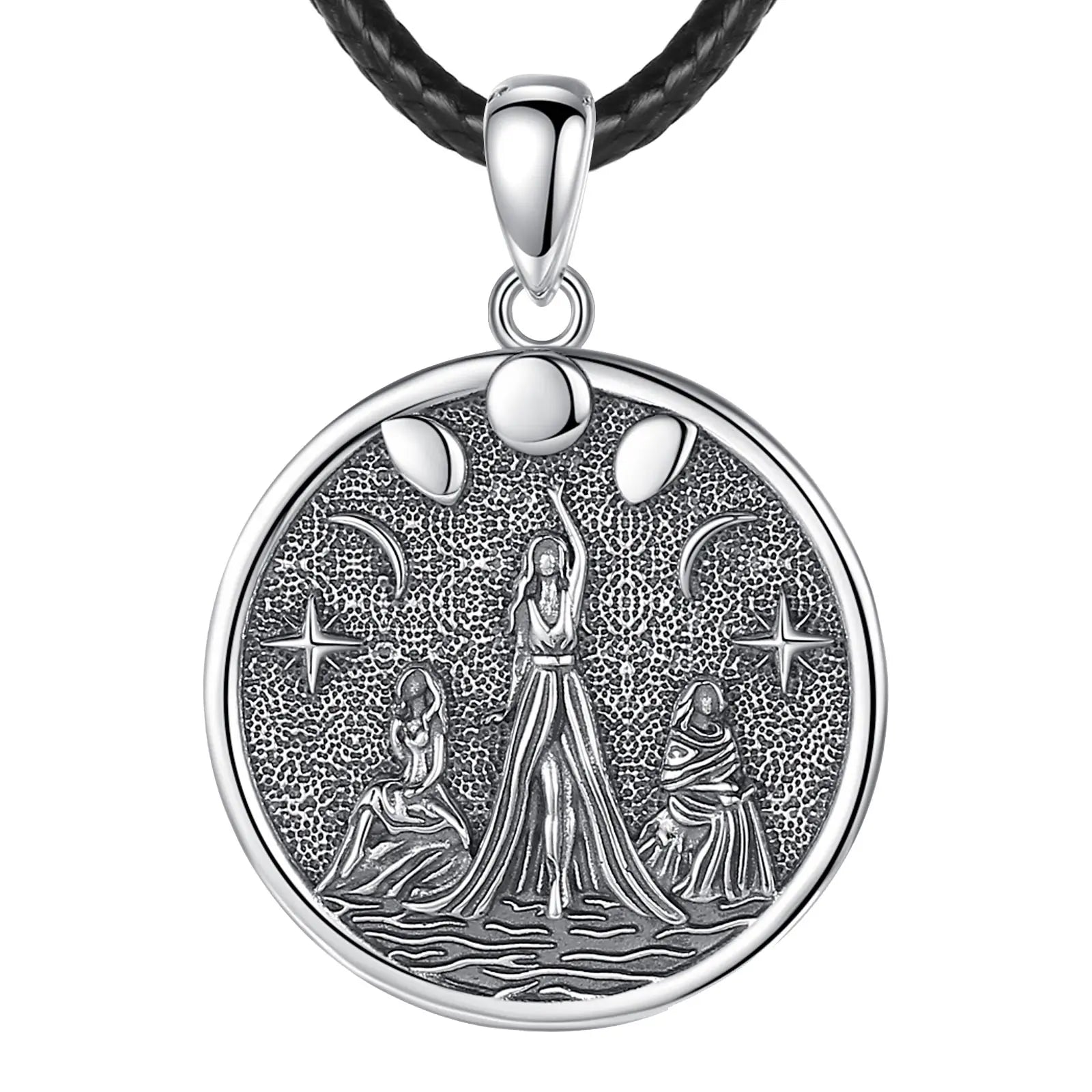 Sterling Silver Triple Moon Goddess Necklace